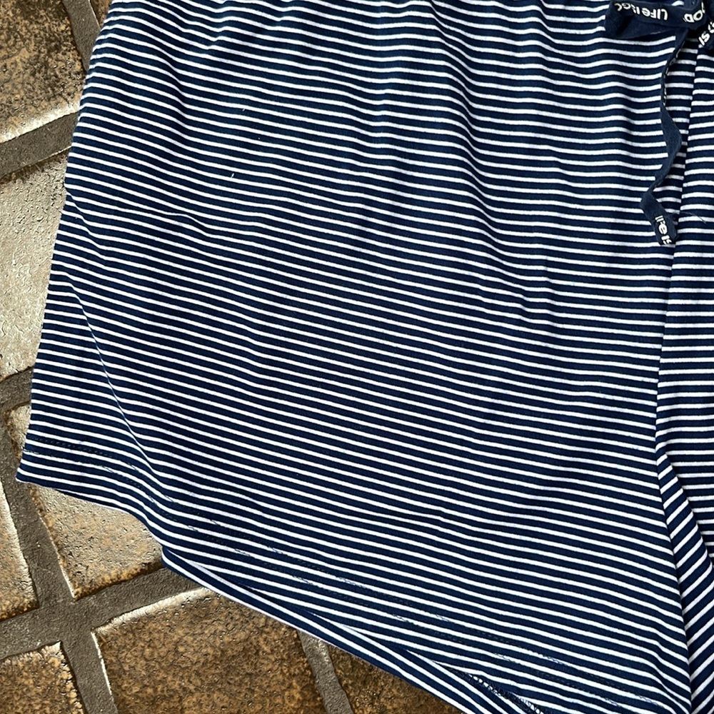 Life Is Good Sleep Navy & White Striped Drawstring Pajama Short - Picture 7 of 16